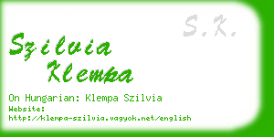 szilvia klempa business card